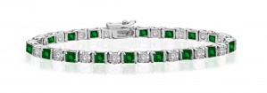 Premier Designer Colored Gemstone Jewelry Collection: New Emerald & Diamond Bracelet and Necklace