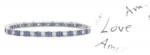 Blue Colored Diamonds & White Diamonds Fancy Blue Diamond Fancy or Plain Link Bracelet and Padlock and Key