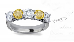 Magnificent: Yellow Sapphire Diamond Five Stone Wedding Anniversary Ring