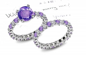 Glittering: Purple Sapphire & White Diamond Micro Pave Ring