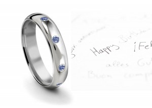 Burnish Round Blue Diamond Eternity Ring