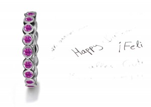 Bezel Set Pink Diamond Wedding Ring in Size 6