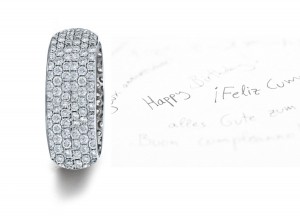 Micropavee Diamonds 6 Stone Row Wedding Ring in Platinum & Gold
