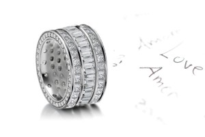 Tailor Designed Sparkler of Baguette Cut Diamonds bordered by row of Asscher Cut Diamonds in 4.0 to 5.50 carats