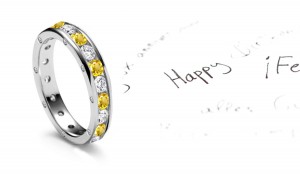 Yellow Sapphire & Diamond Eternity Wedding Ring