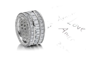 Tailor Designed Sparkler of Baguette Cut Diamonds bordered by row of Asscher Cut Diamonds in 4.0 to 5.50 carats