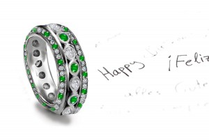 Truly Unique: Sparkling Glittering Fine Emerald Diamond Eternity Band