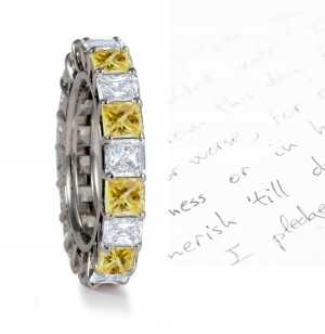 Yellow Colored Diamonds & White Diamonds Fancy Diamond Eternity Ring