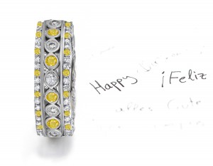 Brilliant: Singing Sparkling Glittering Yellow Sapphire Diamond Eternity Band