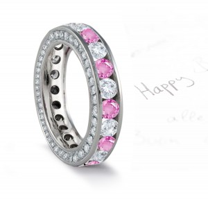 Pink Sapphire & Diamond Wedding Bands