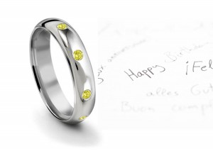 Burnish Round Yellow Diamond Eternity Ring