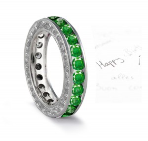 Emerald & Diamond Band Floral Scrolls & Motifs