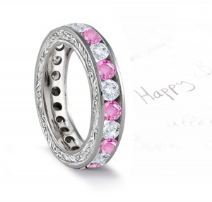 Pink Sapphire & Diamond Wedding Bands