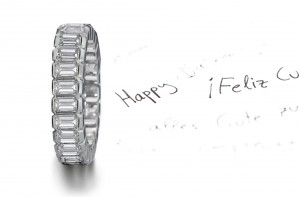 Strikingly Elegant: Seamlessly-Set Emerald Cut Diamonds in Secure Half-Bezel Gold Settings