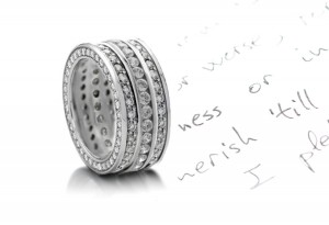 Brilliance & Fire: Three Row Diamond Eternity Wedding Bands