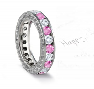 Pink Sapphire & Diamond Wedding Bands