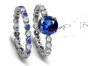 Sapphire & Diamond Engagement Wedding Ring