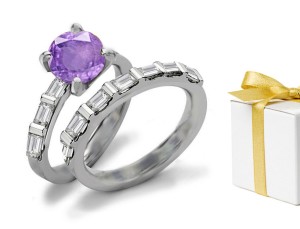 Vivacious Purple Sapphire Diamond Engagement Ring