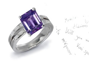 An Elegant Purple Sapphire & Diamond Engagement Ring