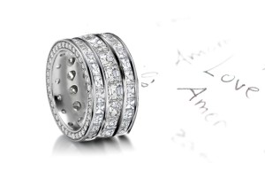 Tailor Designed Sparkler of Baguette Cut Diamonds bordered by row of Round Diamonds in 4.0 to 5.50 carats $12,950 - $16,750