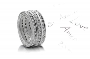 Sophisticated Looks:  Three Row Diamond Eternity Anniversary Bands