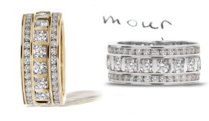 Light of Virtue Shines: Channel & Bar Set Diamond Band Bordered with Platinum Diamond Bands