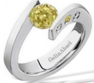 Contemporary High Quality Designer Yellow Colored Diamond Tension Set Solitaire Ring M