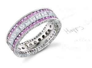 Pink Sapphire & Diamond Wedding Bands