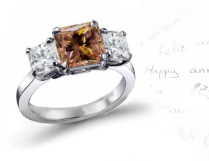 Brown Diamond Three Stone Ring