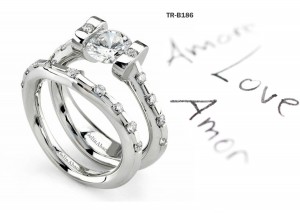 Tension Setting Diamond Wedding & Engagement Rings Set in Platinum