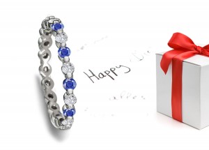 People In Love: Lucious Blue Sapphire & Diamond Bar Set Eternity Ring