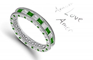 Breathtaking: Milgrain Princess Cut Diamond & Emerald Gold Halo Ring