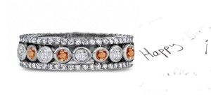 Brilliant: Sparkling Glittering Pink Orange Diamond Eternity Band