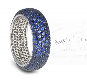 6 mm Wide Micropavee Ultramarine Blue Sapphire Eternity Band