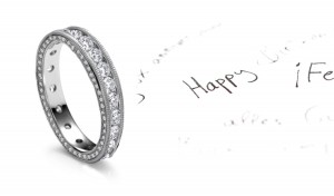 Twinking Sparkling Halos: View Diamond Wedding Ring Dressed With Small Diamonds on Both Sides of Platinum or Gold Celebration Ring