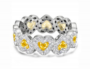 Buy High Quality Custom Manufactured Heart Shaped Halo Micro Diamond Eternity Wedding & Anniversary Bands