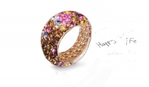 Fabulous Multi-Colored Diamonds & Precious Stones Eternity Band Rings