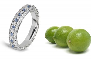 Premier Colored Diamonds Designer Collection - Blue Colored Diamonds & White Diamonds Fancy Blue Diamond Eternity Rings