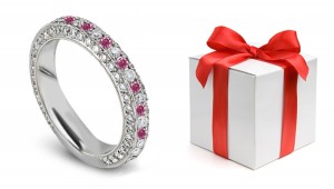 Pink Colored Diamonds & Pure White Diamonds Pink Diamond Eternity Ring