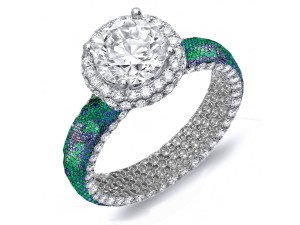 High-Quality Micro Pave Cluster Diamond & Multi-Colored Precious Stones Rubies, Emeralds & Blue, Pink, Purple, Yellow Sapphires