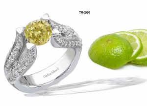 Contemporary High Quality Designer Yellow Colored Diamond Tension Set Engagement Rings