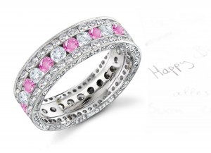 Pink Sapphire & Diamond Wedding Bands