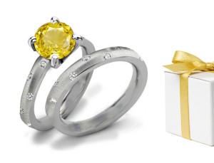 Yellow Sapphire Heart Diamond Engagement Ring
