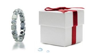 Eternity Anniversary Band: Platinum Diamond Ring Bezel Set with Square & Round Diamonds