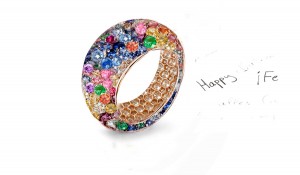 Fabulous Multi-Colored Diamonds & Precious Stones Eternity Band Rings