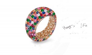 High Quality Multi-Colored Diamonds & Precious Stones Eternity Band Rings