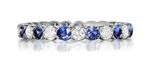 Lifetime of Love Eternity Band Ring With Round Cut Blue Sapphires & Diamonds