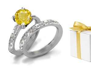 Yellow Sapphire Heart Diamond Designer Engagement Ring 