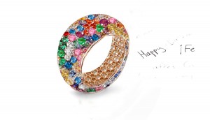 Fabulous Multi-Colored Diamonds & Precious Stones Eternity Band Rings