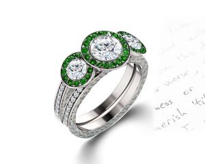 Made To Order Delicate Micro Pave Halo Vivid Green Emerald & Diamond Engagement Rings